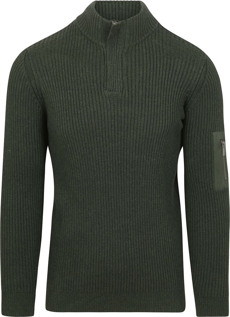 Suitable Mou Half Zip Trui Donkergroen