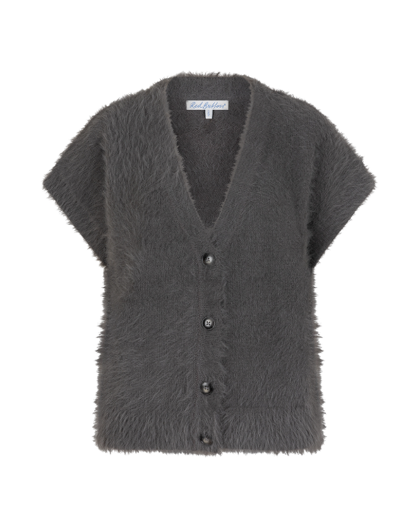 Red Button Sleeveless Fuzzy Lava