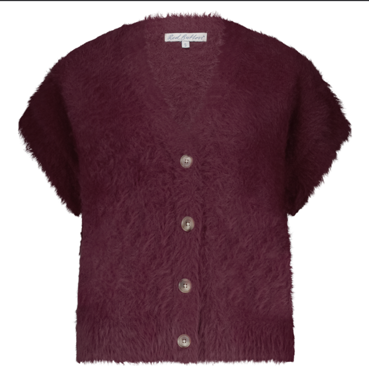 Red Button Sleeveless Fuzzy Ruby