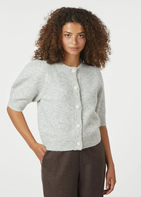 Neo Noir Trudy deco knit Cardigan Light Grey