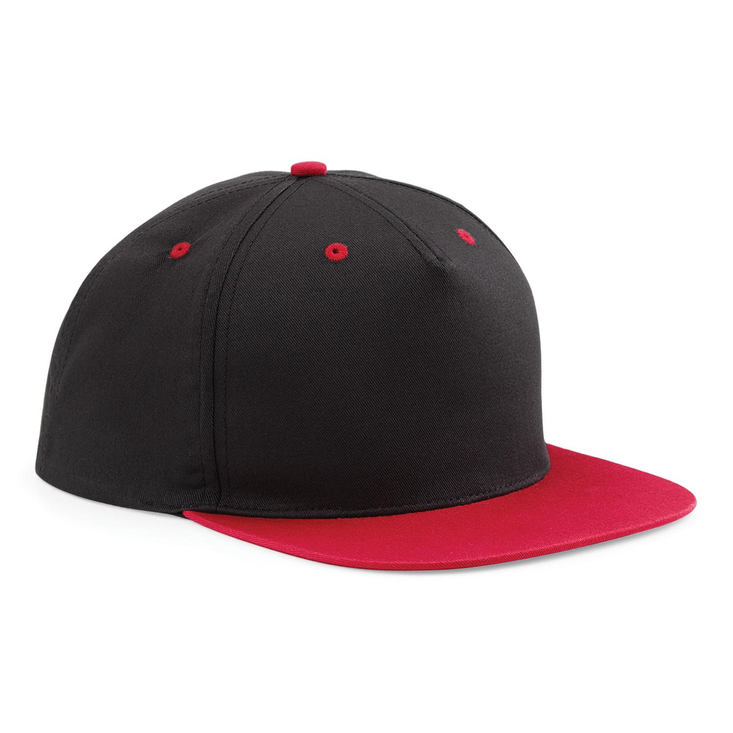 Beechfield unisex 5 panelen contrasterende snapback pet (pak van 2) One size rood/zwart