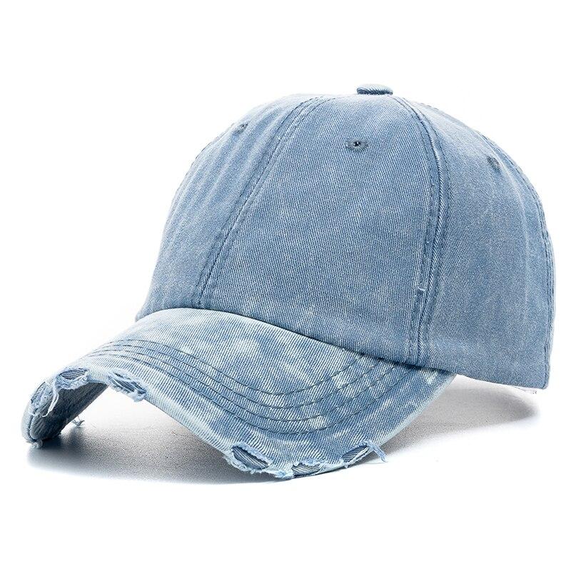 UP POSITIVE Nieuwe Unisex Gewassen Katoenen Pet Hoge Kwaliteit Denim Effen Baseball Pet Mannen Vrouwen Verstelbaar Casual Outdoor Streetwear Mode Hoed 56cm-60cm hemelsblauwe kleur
