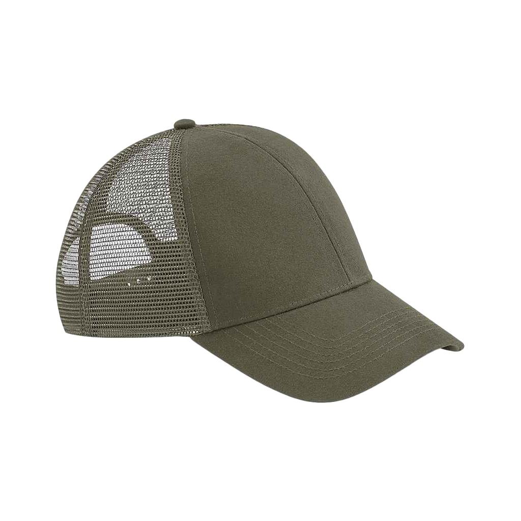 Beechfield Unisex volwassen 6 Panel Trucker Cap One Size donker olijfgroene kleur