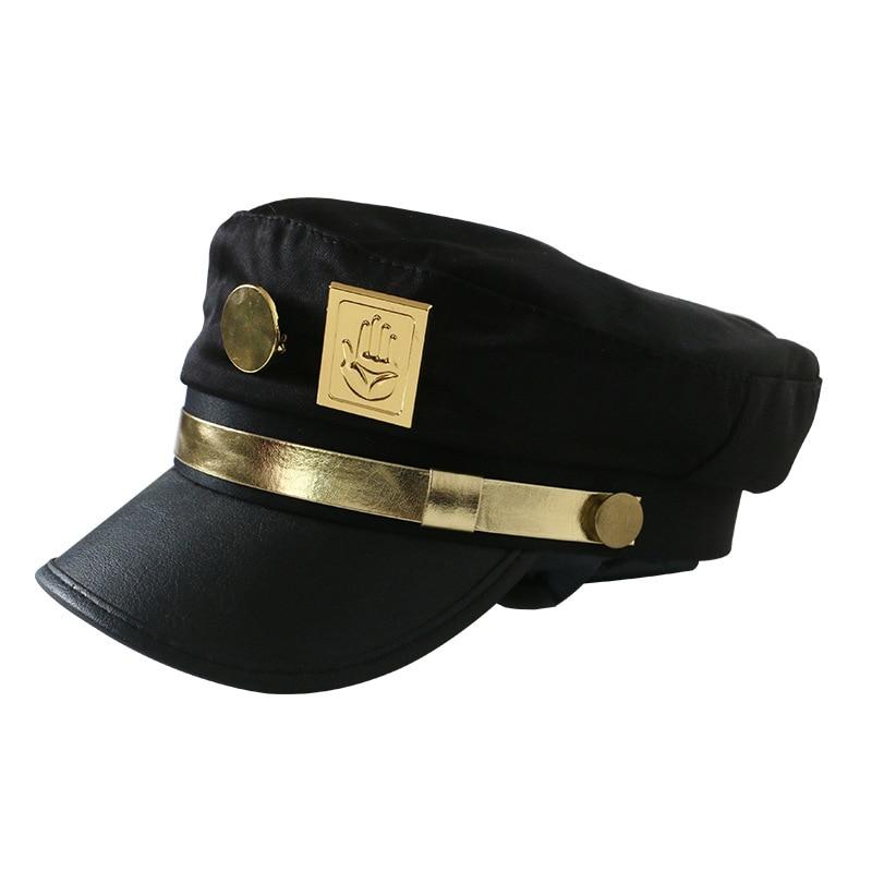 91530103MAC32JTX96 JoJo's Bizarre Adventure Kujo Jotaro Cosplay Cap Unisex Volwassen Metalen Badge Hoed Prop goud