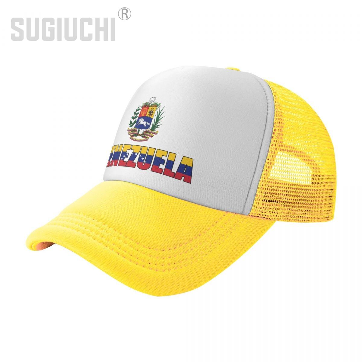 91530103MABXANBX49 Mesh Cap Hat Venezuela Letter Vlag Embleem Trucker Cadeau voor Unisex WoUnisex geboren Alle mensen Retro Baseball Caps Cool One Size