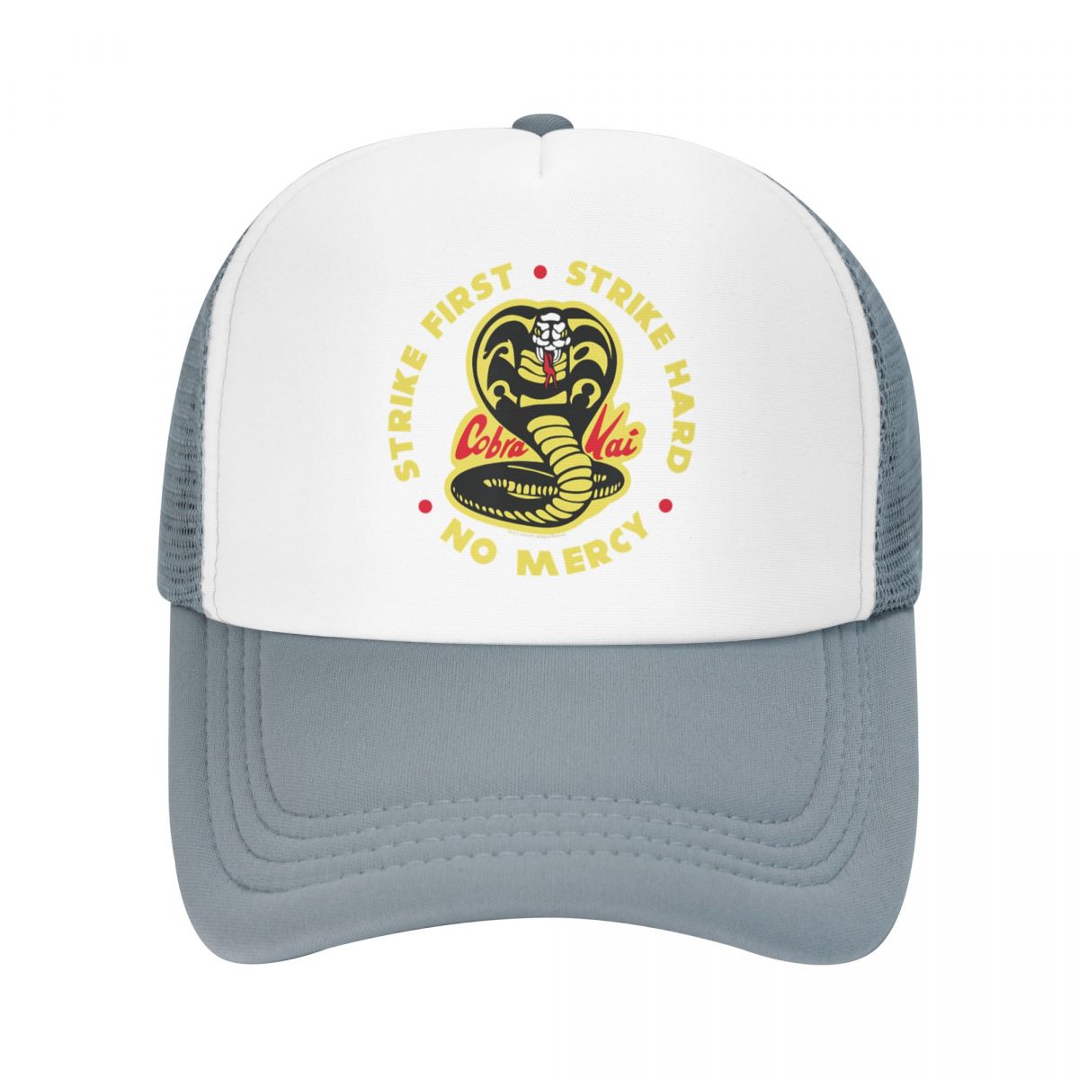 91530102MAC1PG27XM Punk Unisex Cobra Kai Strike Eerste Cobra Logo Trucker Hoed Volwassen De Karate Kid Verstelbare Baseball Cap Hiphop Snapback Caps Trucker Hat