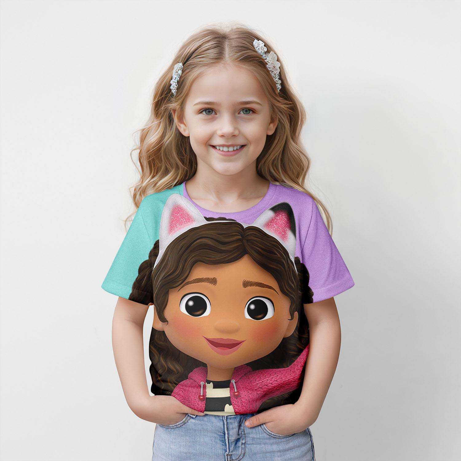 Xuhaijian02 Gabby's Dollhouse Zomer Kinder T-shirt 3d Geprint Meisjesmode Schattig Kind Feest Trend Verjaardag Jongen Cartoon Casual Populair 130