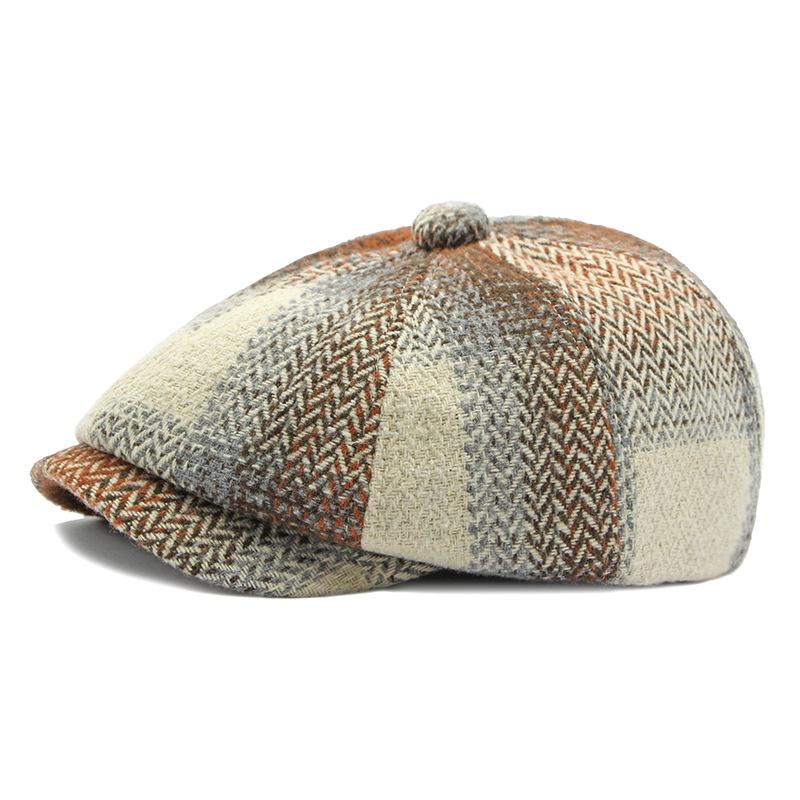 ONIHUA Herfst Winter Vrouwen Achthoekige Hoed Britse Vintage Ducktongue Schildershoed Plaid Baret Krantenverkoper Hoed voor Mannen Gorras Hombre kaki