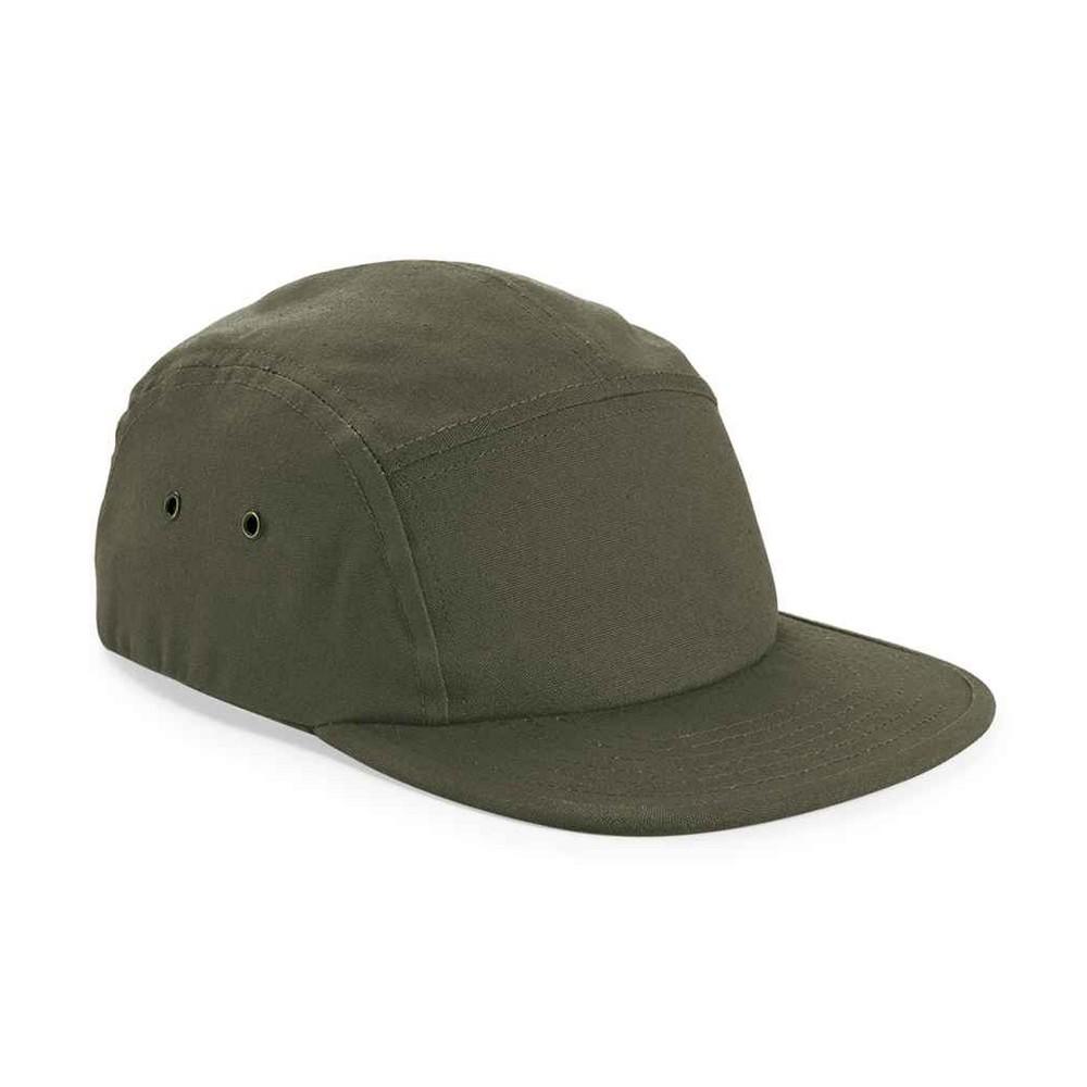 Beechfield katoenen canvas baseballpet One Size donker olijfgroene kleur