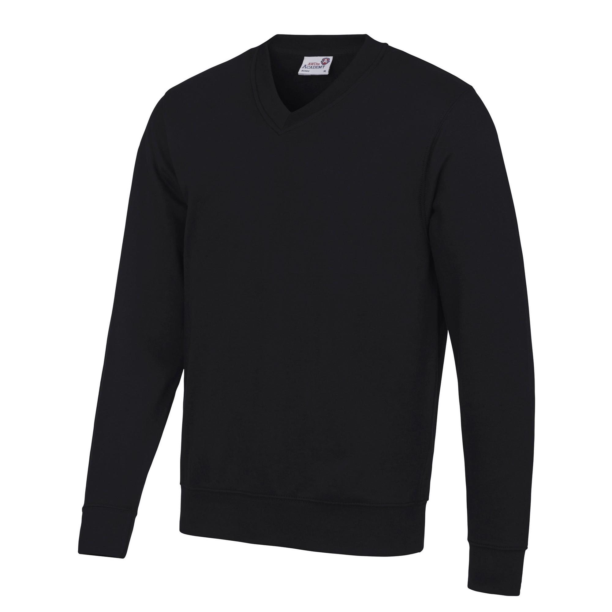 Awdis Academy Mens V Neck Jumper/Sweatshirt XL zwart