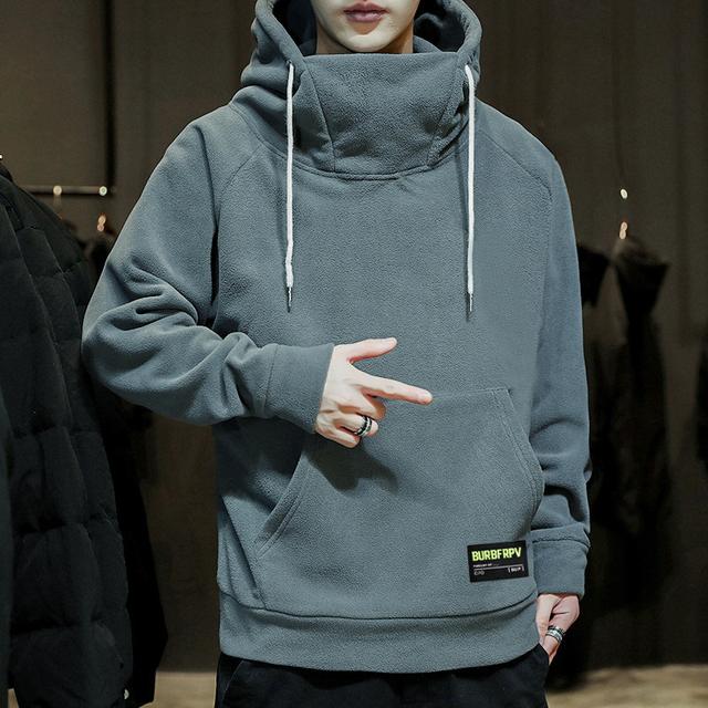 Super maller Dikke Fleece Hoodies Heren Herfst Winter Hoge Hals Capuchon Hoodies Winddicht Hip Hop Hoodies Heren Mode Kleding Tops Casual M grijs
