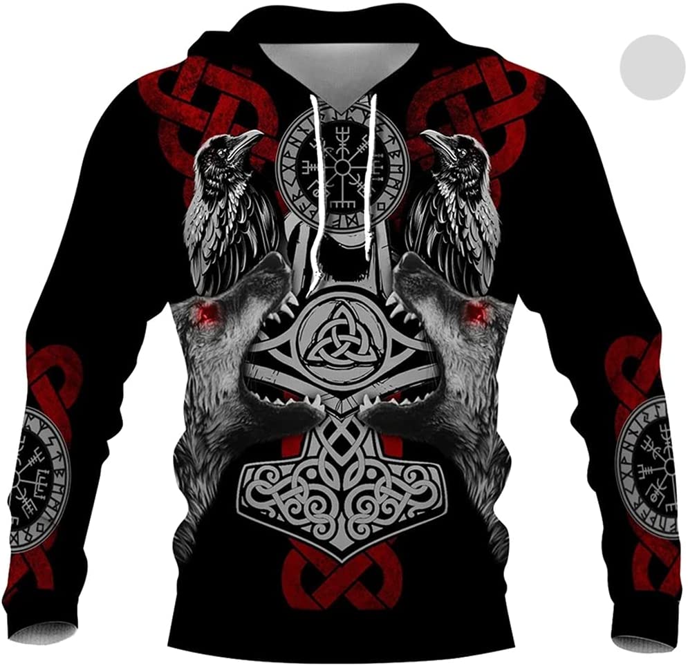 Xiao Xiang Lente Herfst Heren Hoodie Wolf Print 3D Sweatshirts Stedelijke Trendy All-Match Oversized Tops Poleron Capuchon Kleding Mannen kleding L