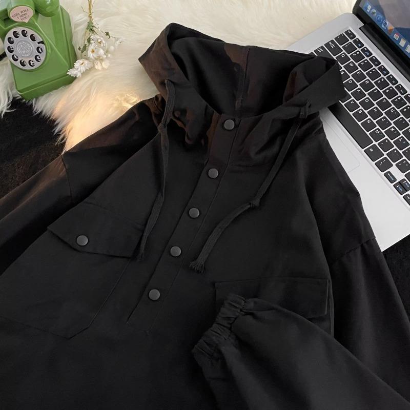 VIYOO Jas Jas Heren Hong Kong Stijl Capuchon Functioneel Lente En Herfst Ins Trendy Merk Losse Veelzijdige Sweatshirt Hiphop Jas M zwart