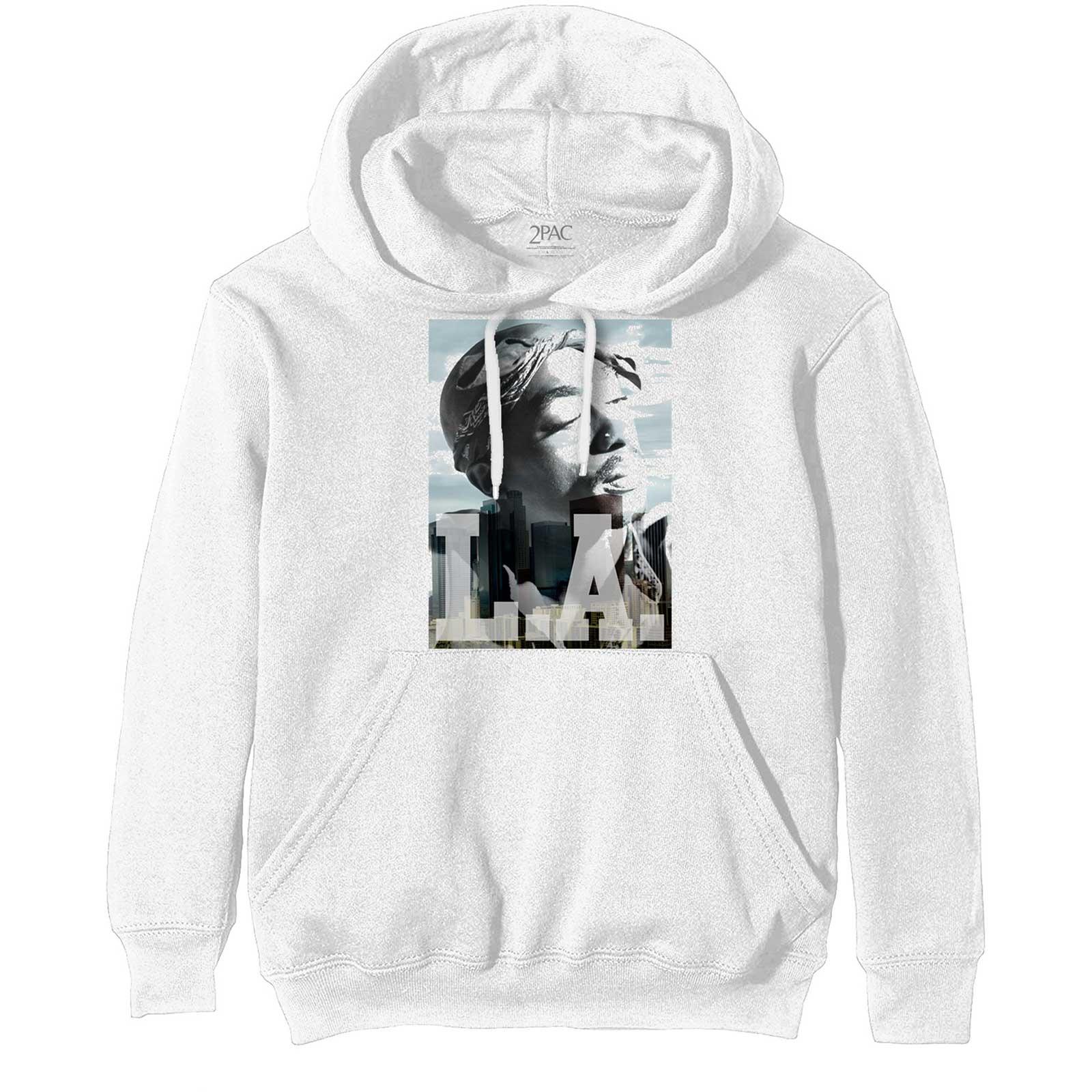 Pertemba FR - Apparel Tupac Shakur Unisex volwassen LA Skyline Pullover hoodie XXS wit