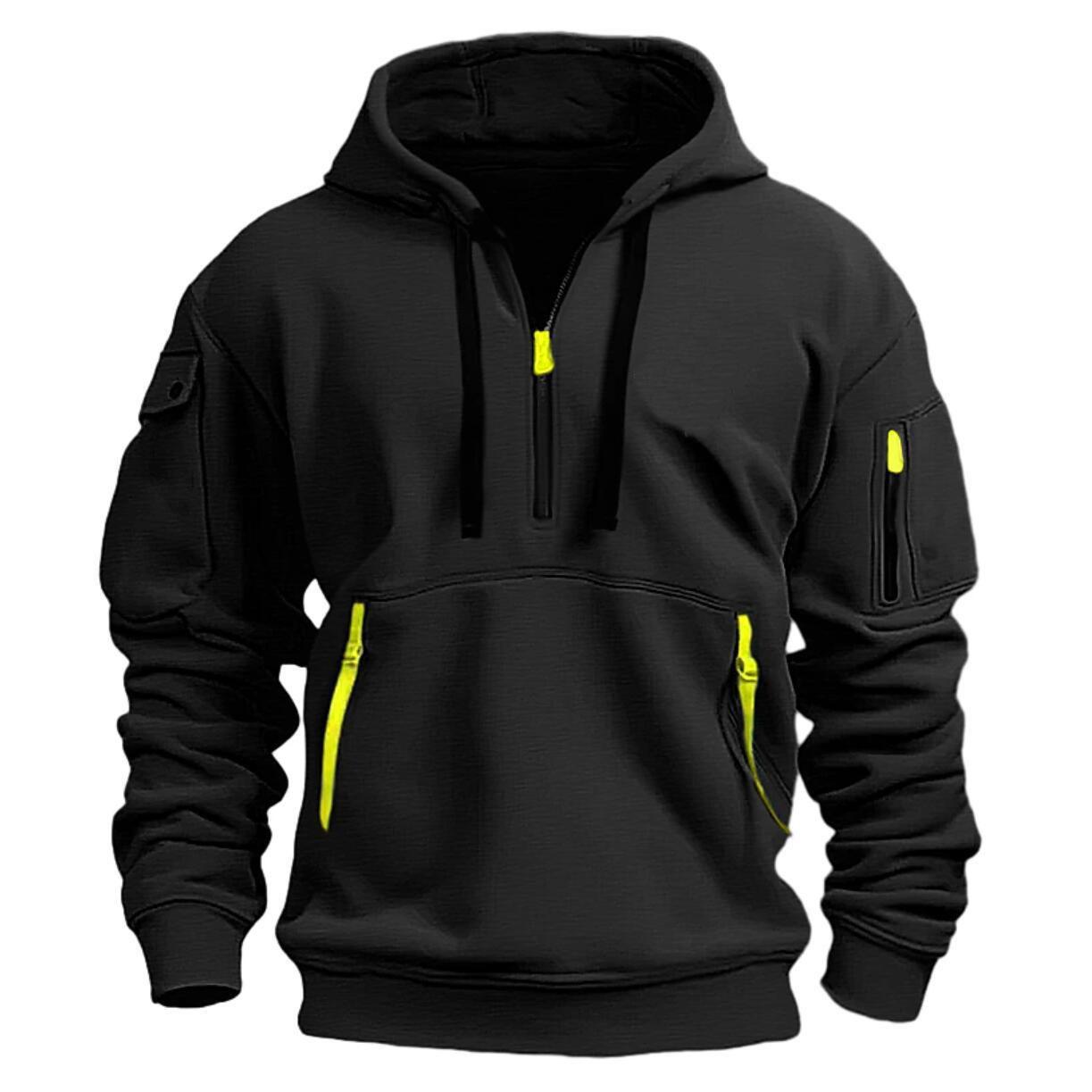 DSorothy Lente en herfst heren trui hoodie rits multi-pocket pullover heren sport casual jas XS zwart