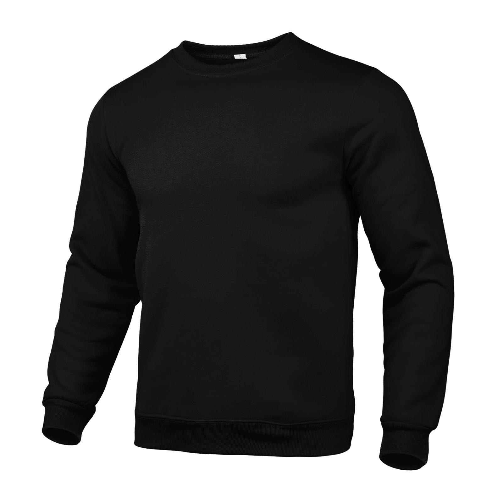 Hong Rose Heren trui met ronde hals, losse, casual jeugdhoodie in basiskleur L zwart