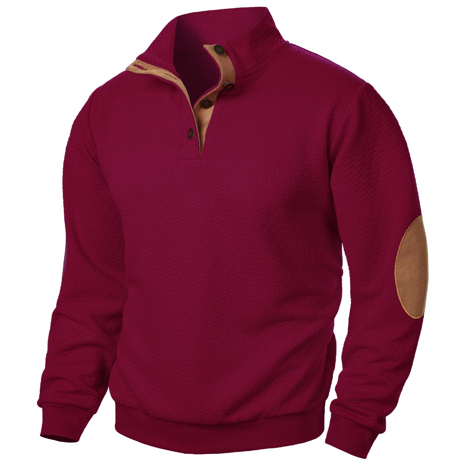 Niubiplus Heren Sweatshirt met Staande Kraag Is Buiten Casual Truien Tops XL wijn