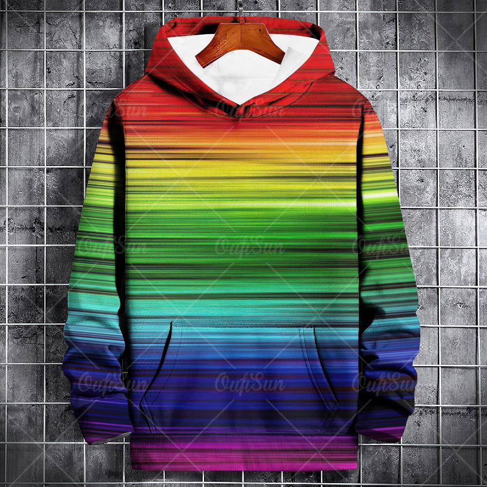 ETST 013 Herenhoodies 3D-regenboogprint Hoogwaardige herenkleding Dagelijks casual Lange mouwen Oversized sweatshirt Straat Harajuku-trui 4XL