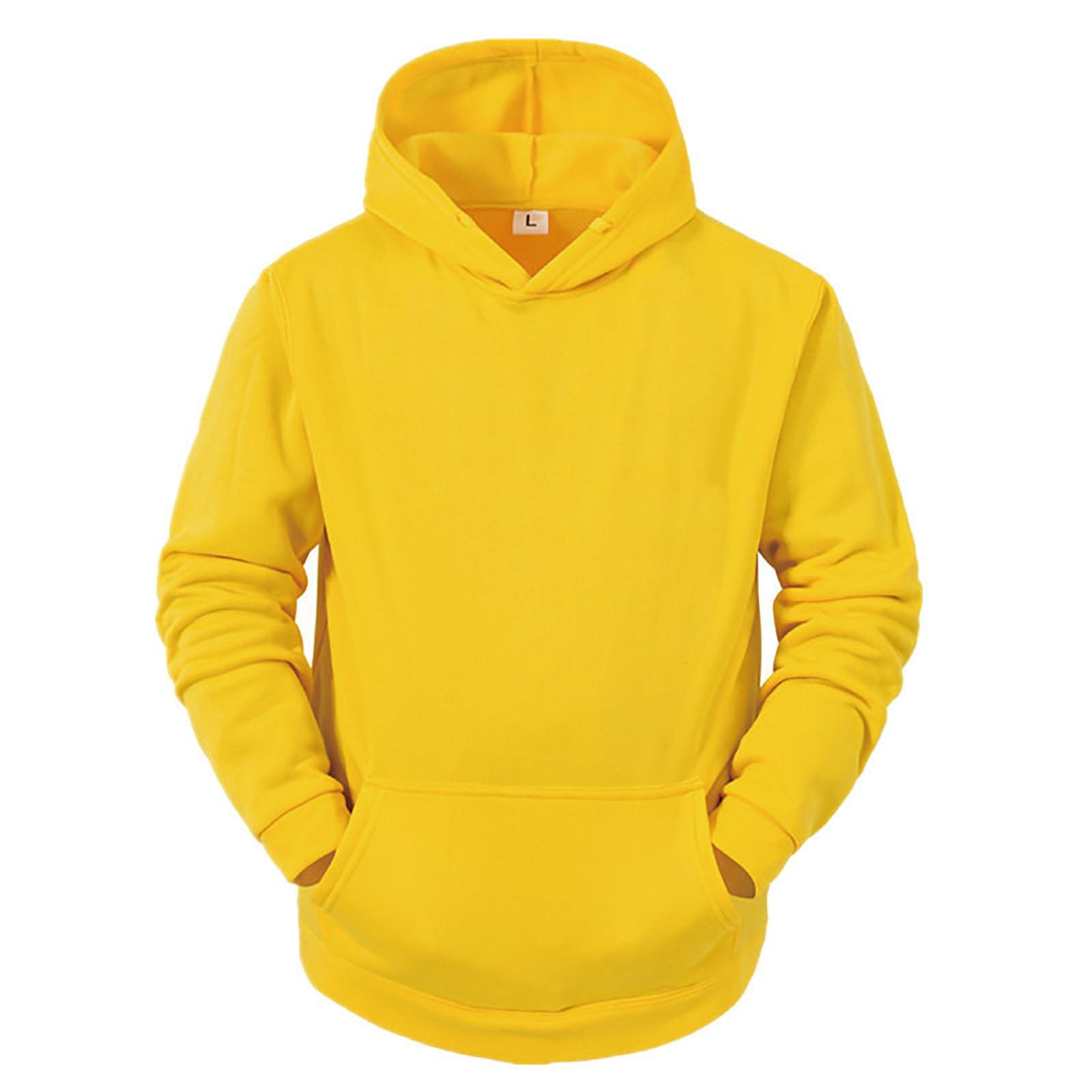 Ren Fashion Herfst- en winterherensweater met capuchon Herensweater met lange mouwen XL geel