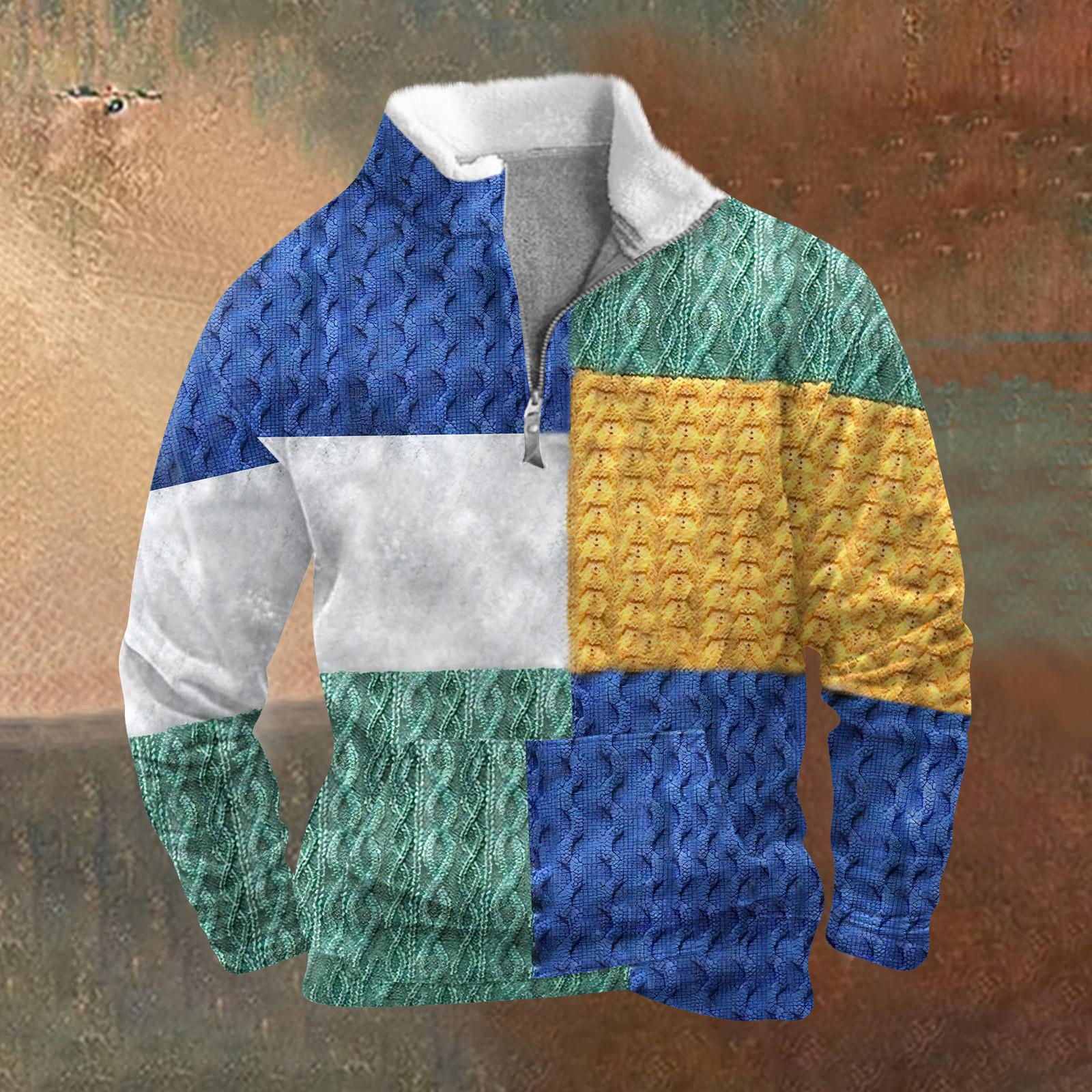 Sinking fish Lente en herfst herensweatshirt met staande kraag is outdoor casual truien tops XL hemelsblauwe kleur