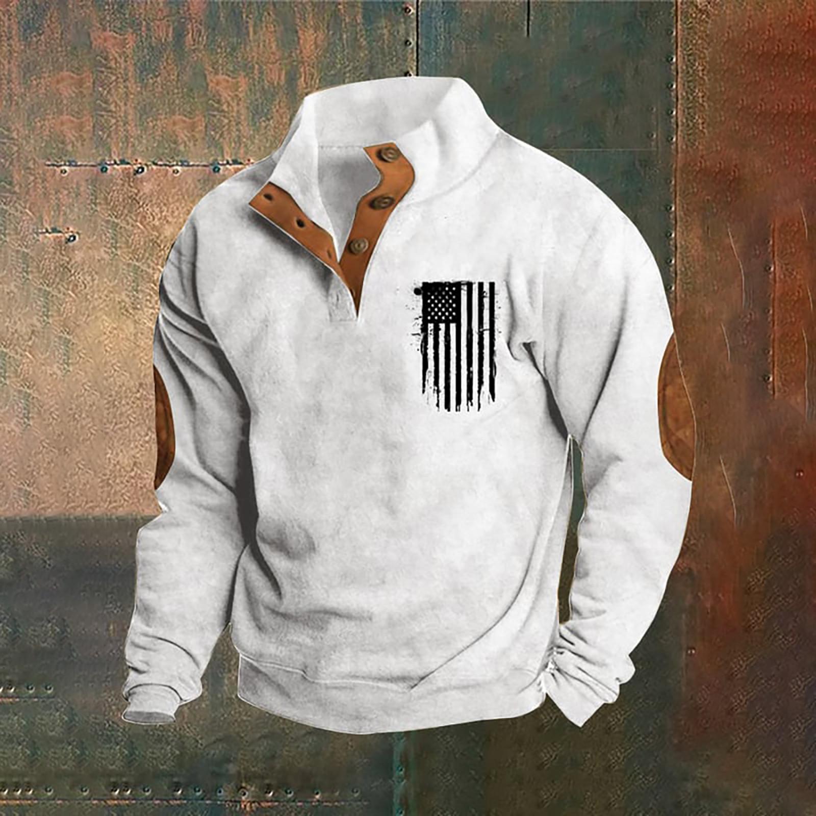 Sinking fish Lente en herfst herensweatshirt met staande kraag is outdoor casual truien tops XL wit