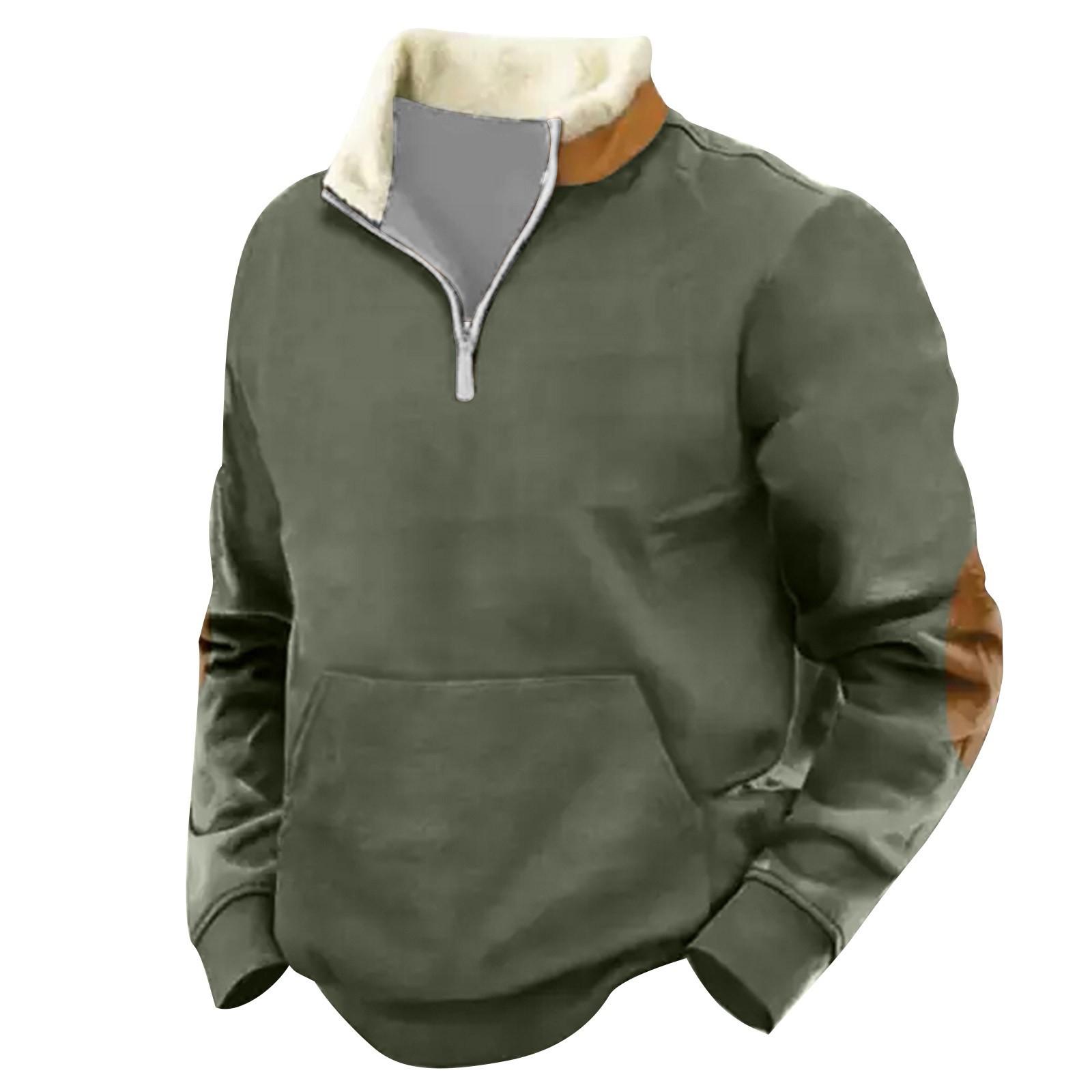 Wahaha123 Lente en herfst herensweatshirt met staande kraag is outdoor casual truien tops M