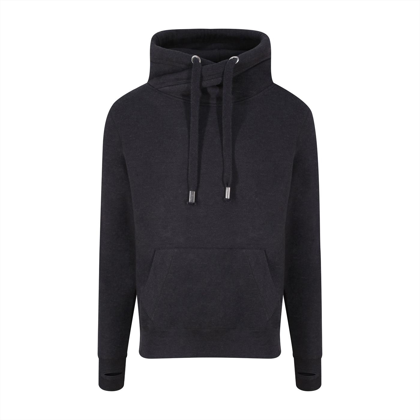 Awdis Hoods Heren hoodie met kruishals 2XL rook/zwart