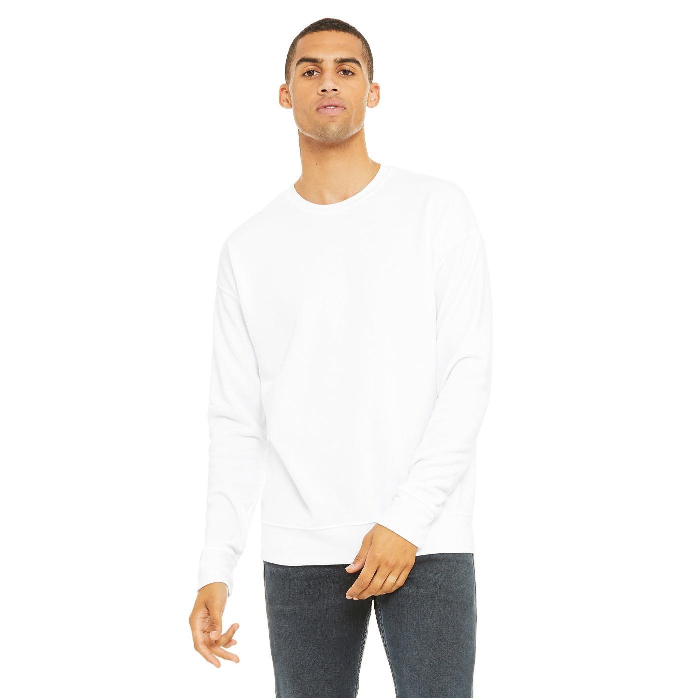 Bella + Canvas Unisex fleece sweatshirt met verlaagde schouder voor volwassenen XS wit