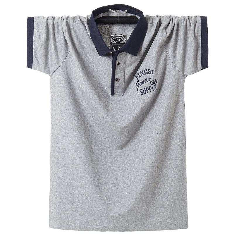 Phoca Largha for Men Zomer Heren Korte Mouw Poloshirt Puur Katoen Zakelijk Casual Staande Kraag Ademend Plus Size 3XL grijs