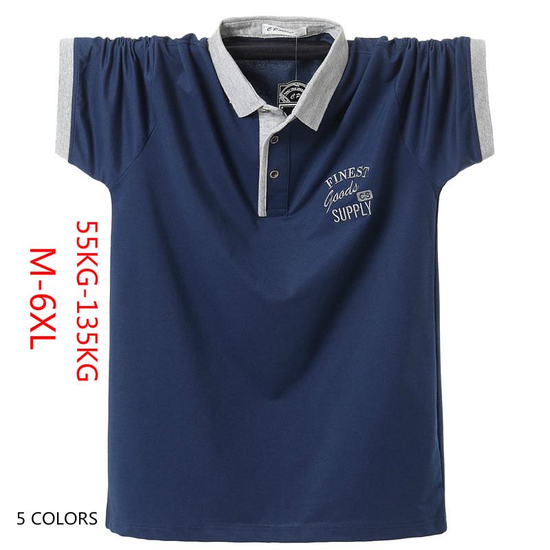 Phoca Largha for Men Zomer Heren Korte Mouw Poloshirt Puur Katoen Zakelijk Casual Staande Kraag Ademend Plus Size 3XL marineblauwe kleur