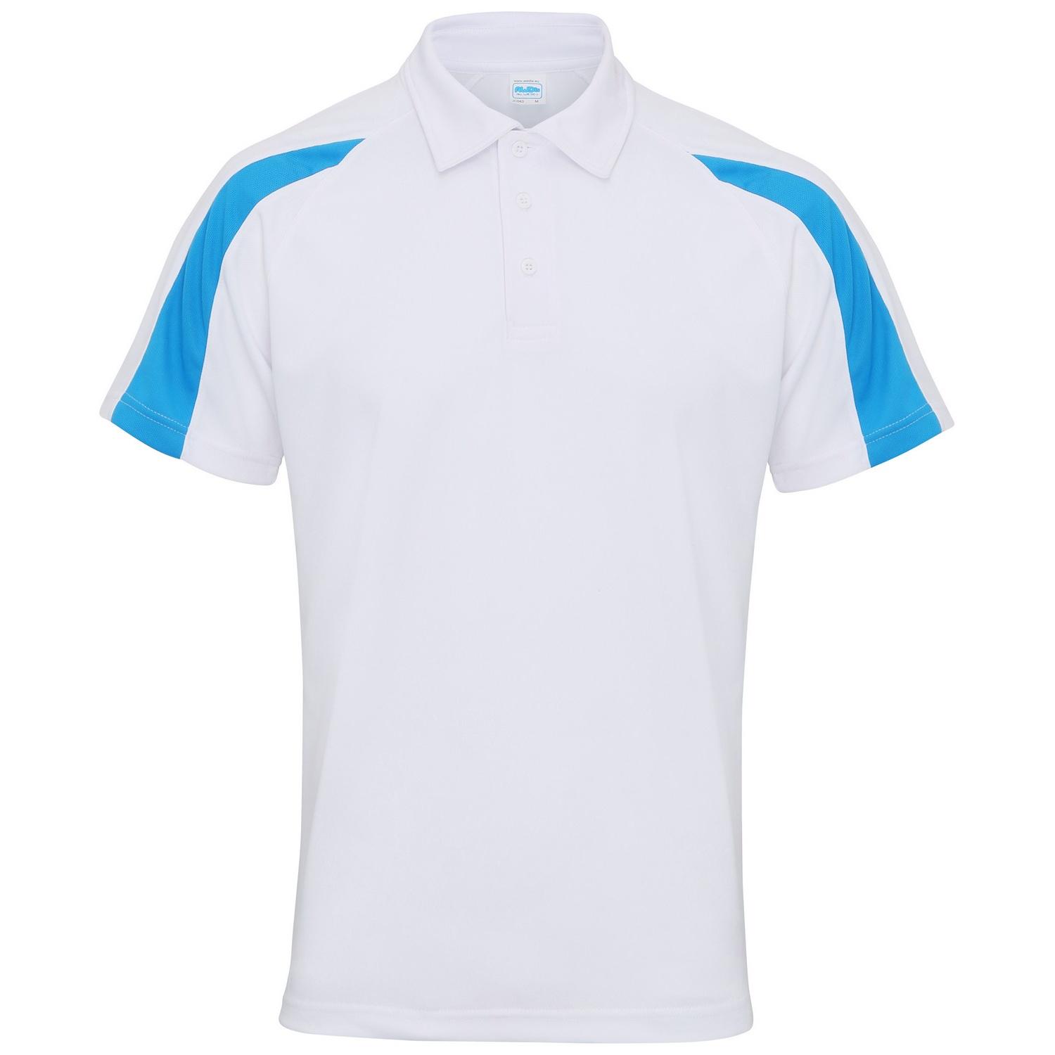 Awdis Just Cool Mens Short Sleeve Contrast Panel Polo Shirt L saffierblauwe kleur/wit