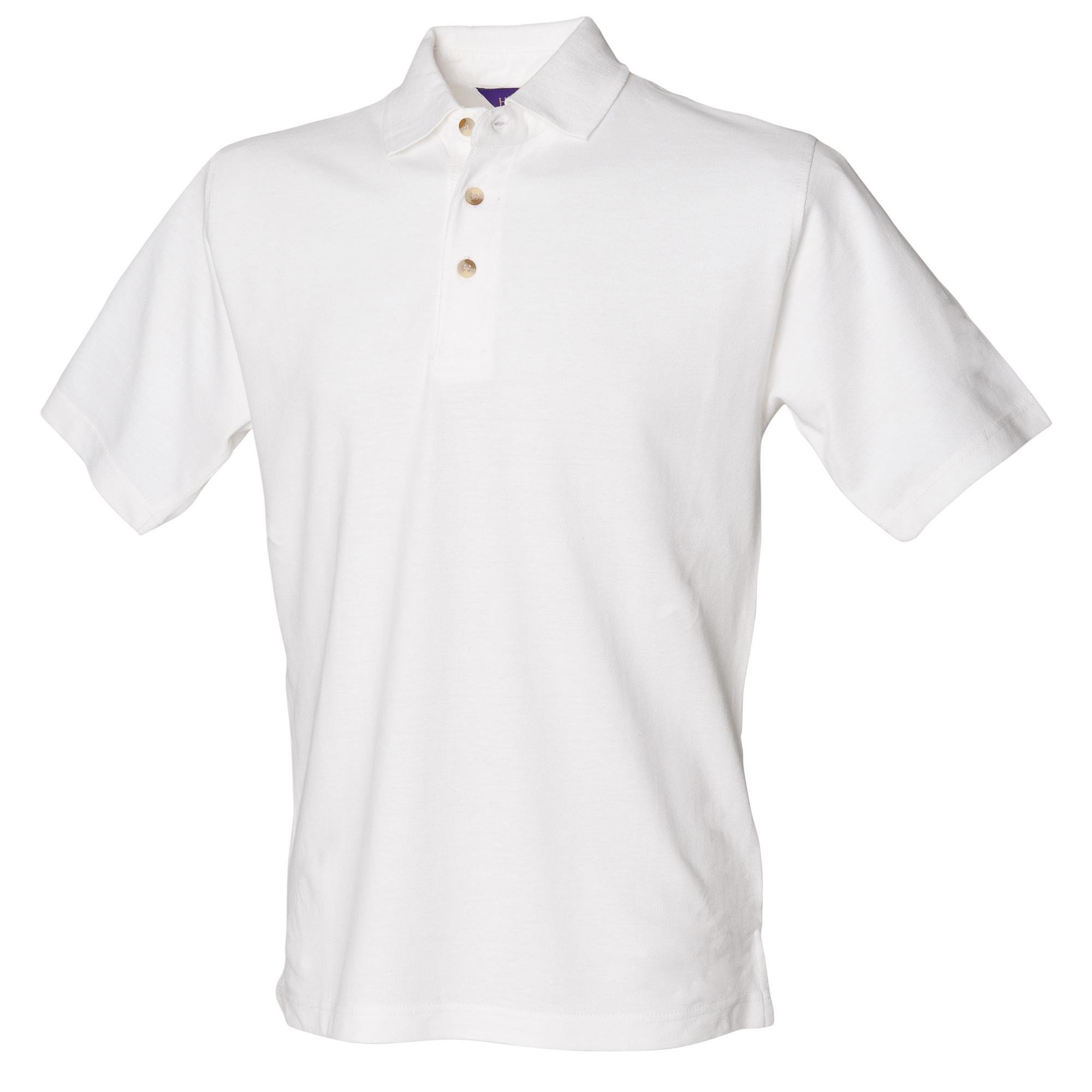 Henbury Klassiek effen poloshirt voor heren met opstaande kraag S wit