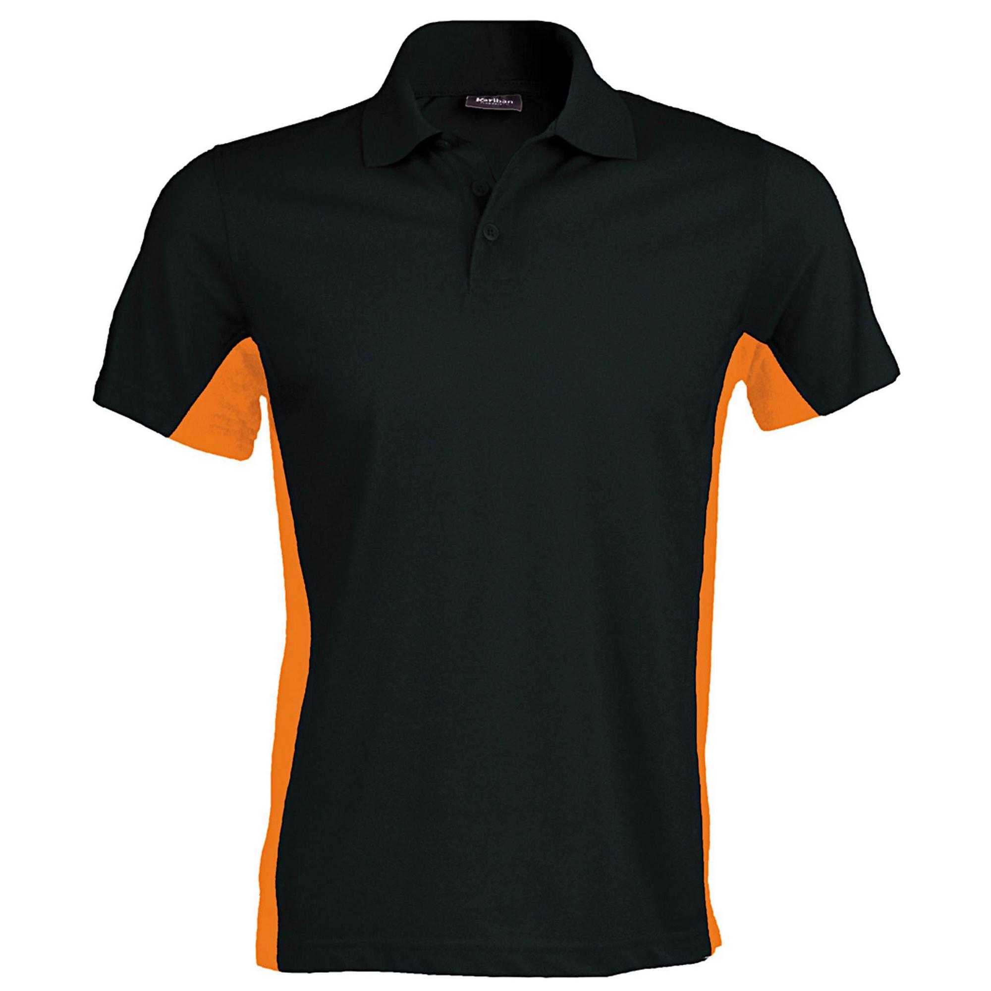 Kariban Heren poloshirt met korte mouwen en vlag (dubbele kleur) 2XL oranje/zwart