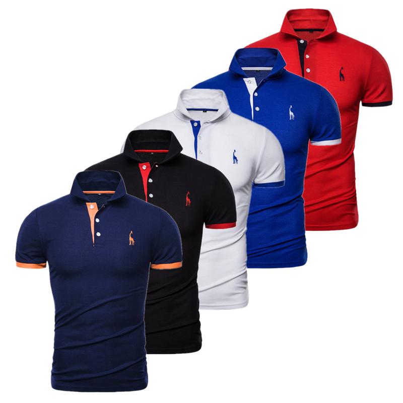 AIOPESON Men Fashion Usegiraffe 5 stuks zomer korte mouwen heren t-shirt mode t-shirt polo shirt heren casual t-shirt slim polo zakelijk hoge kwaliteit outdoor L