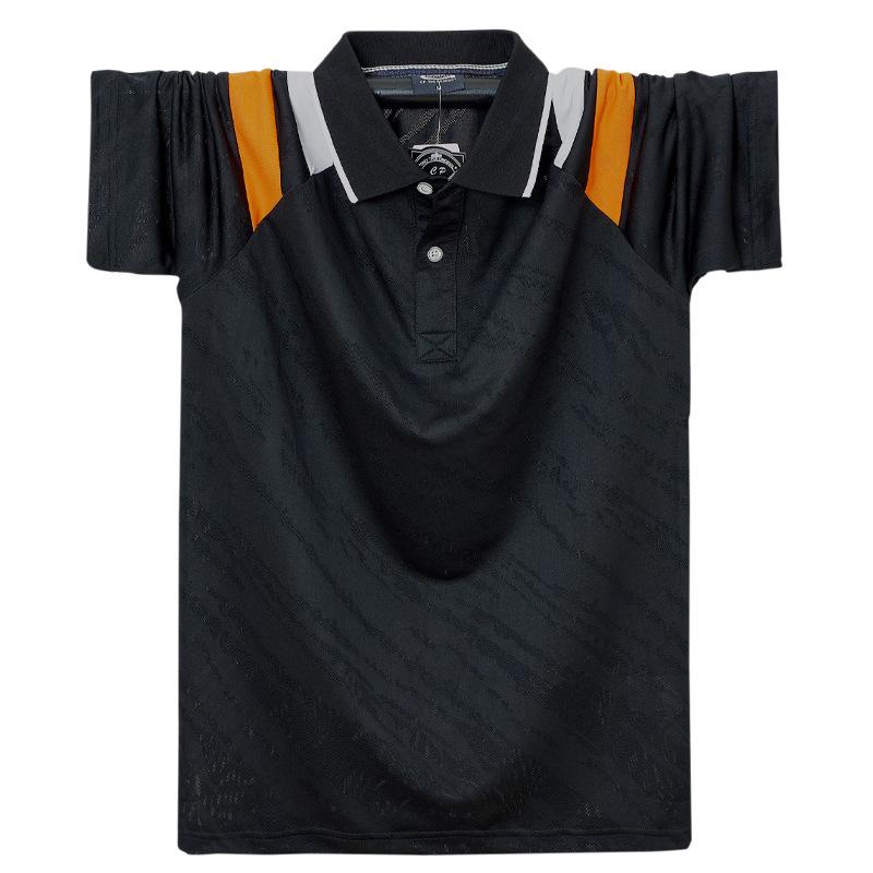 Cpcoepax Nieuwe zomersport heren-T-shirt met korte mouwen, ademend poloshirt, grote maten heren, halve mouw 5XL zwart