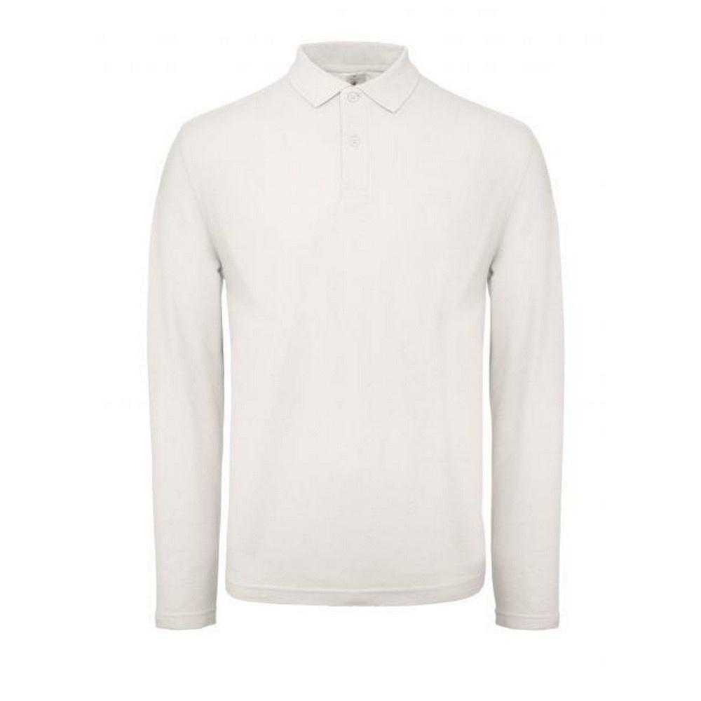 B and C B&C ID.001 Heren Polo met Lange Mouwen 2XL sneeuw