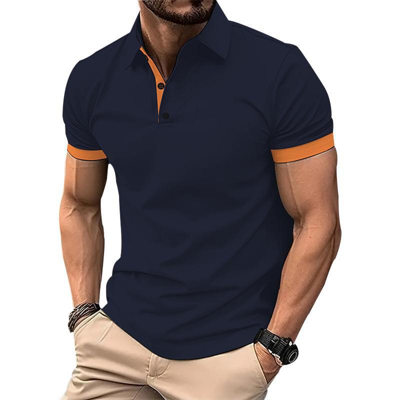 Haojun Heren slim fit zomermode sport-reverspoloshirt met korte mouwen. 2XL marineblauwe kleur