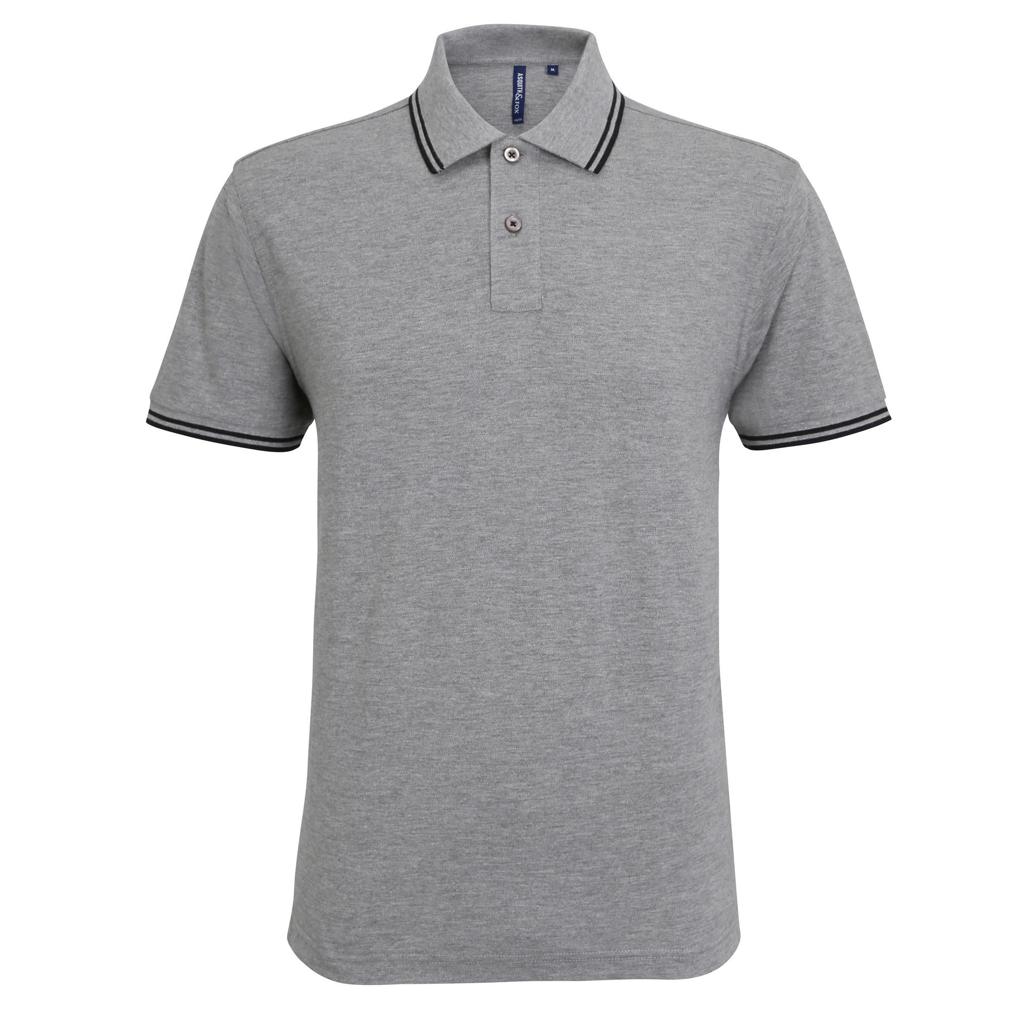Asquith & Fox heren poloshirt met klassieke pasvorm en getipt XL zwart/grijs