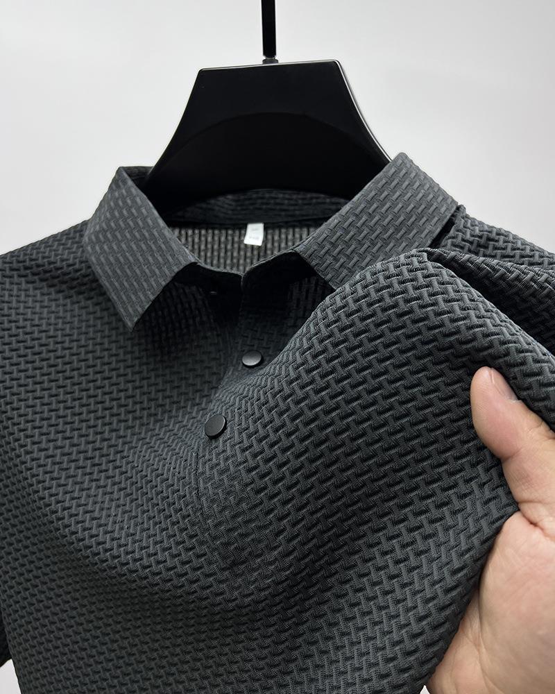 PulseTrade Heren Cool Mesh IJszijde Poloshirt - Korte Mouw, Effen Kleur, Glad Materiaal, Shirtkraag, Zomerstijl. M grijze kleur
