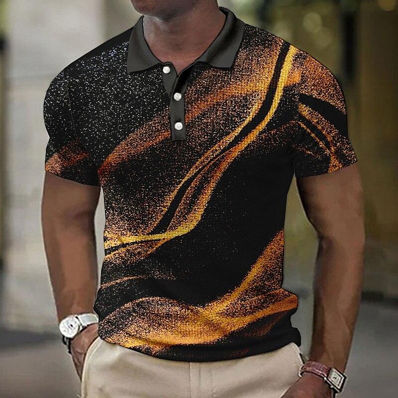 Yoxier Mode Heren Polo Shirt Gradiëntlijn Zomer Korte Mouw T-shirts Casual Dagelijks Revers Tops Tees Gestreepte T-shirt Voor man Kleding 5XL