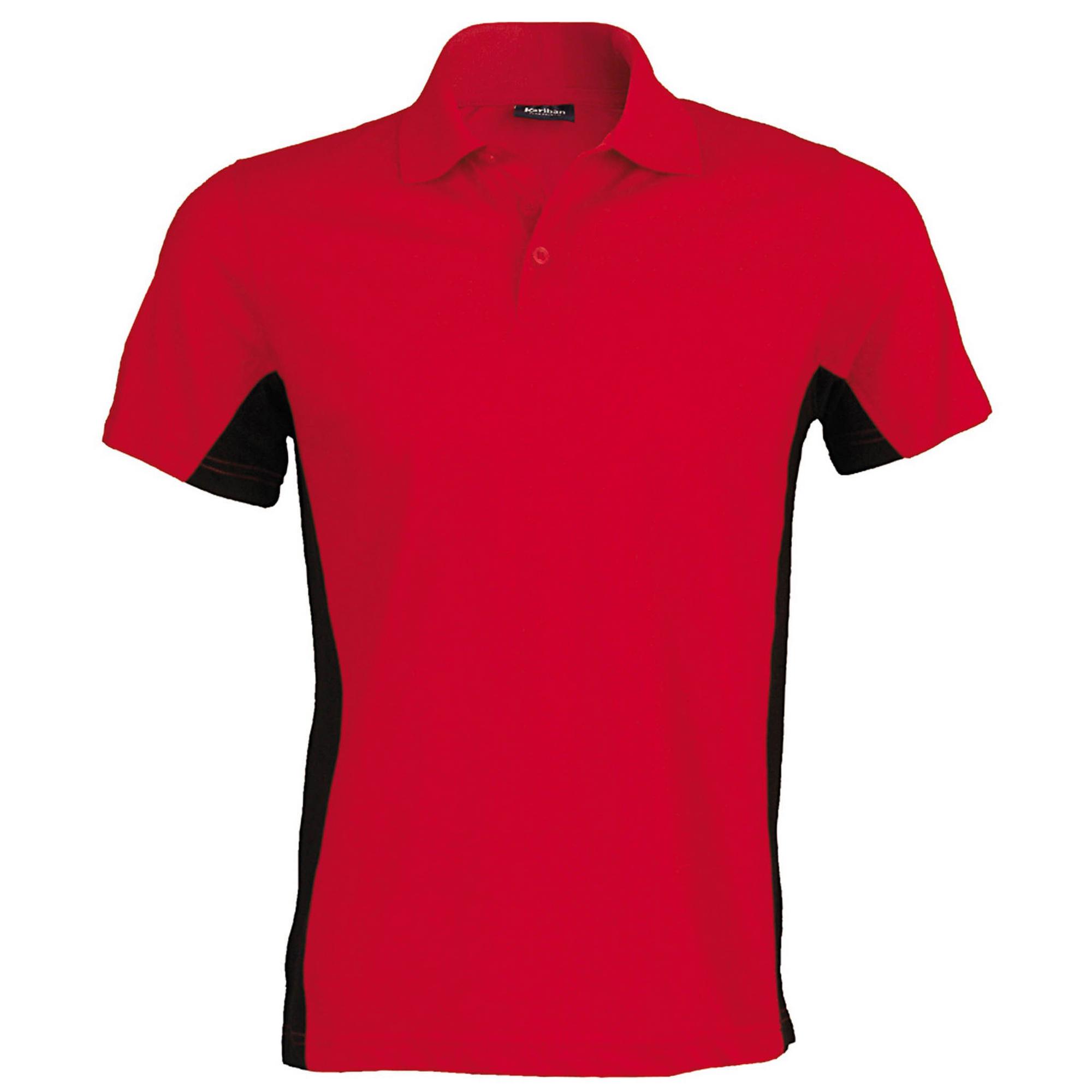 Kariban Heren poloshirt met korte mouwen en vlag (dubbele kleur) L rood/zwart