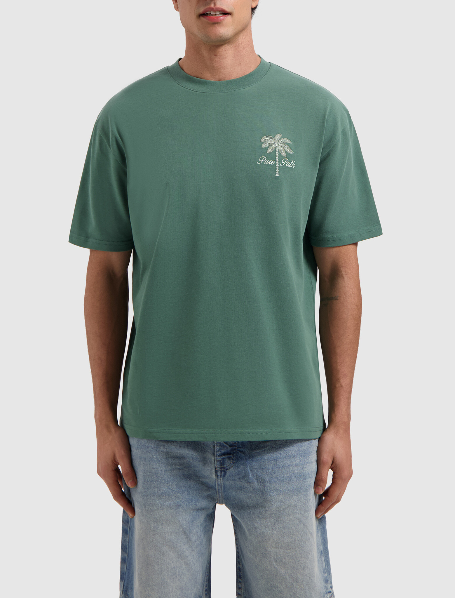 Pure Path Stitched Paradise T-shirt Faded Green 