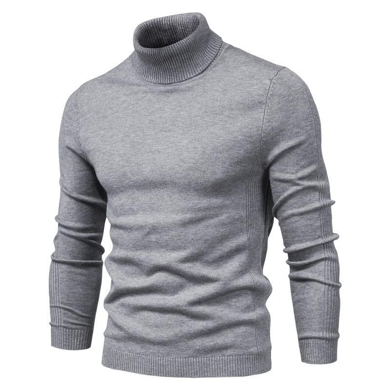 AIOPESON Men Fashion AIOPESON Heren Truien Winter Coltrui Dikke Casual Schildpad Effen Kleur Kwaliteit Warme Slanke Trui Heren Coltrui Mannelijke M 55-65kg grijs