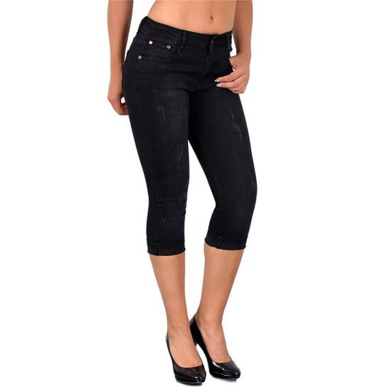 Hi Cutie (M-3XL) Damesjeans Skinny hoge taille Grote maat Cropped denim capribroek voor het dagelijks leven L zwart