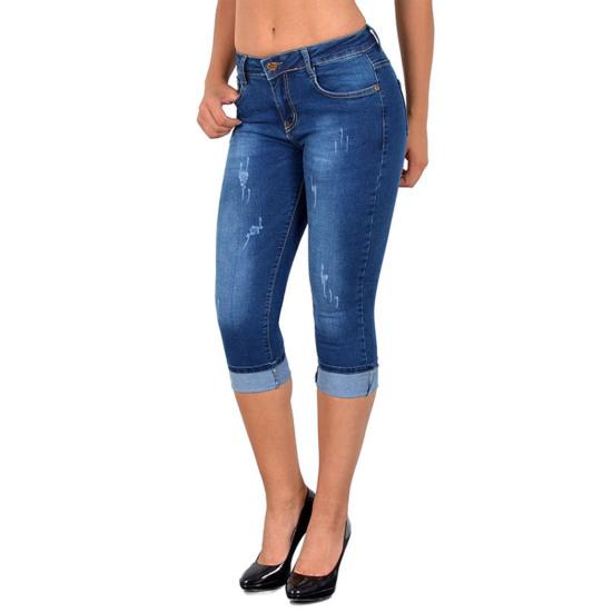 Hi Cutie (M-3XL) Damesjeans Skinny hoge taille Grote maat Cropped denim capribroek voor het dagelijks leven 3XL blauw