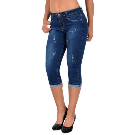 Hi Cutie (M-3XL) Damesjeans Skinny hoge taille Grote maat Cropped denim capribroek voor het dagelijks leven M donkerblauwe kleur