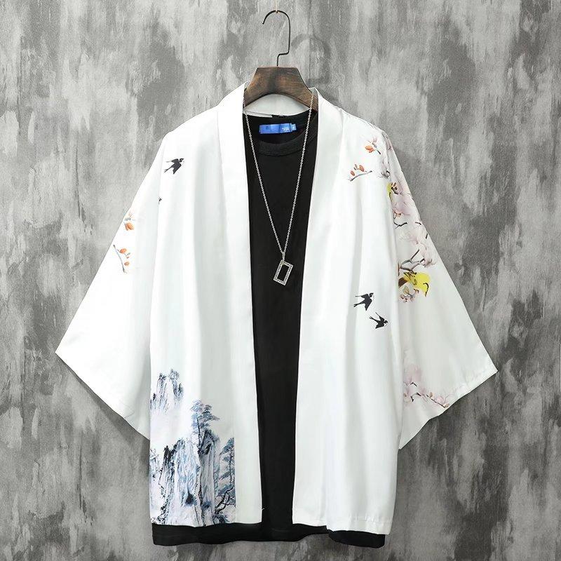 SpeakHero Vest Heren Japanse Obi Mannelijke Yukata Heren Haori Japanse Golf Karper Print Jas Traditionele Japanse Kleding XXL