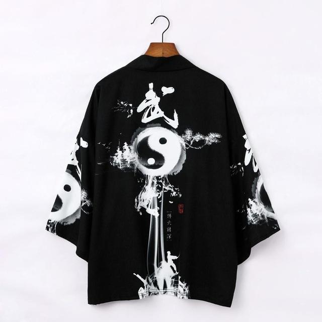 Four Four Snake Demon Print Jas Japanse Kimono Vest Shirt Vrouwen Haori Yukata Cosplay Mannen Traditionele Kleding L