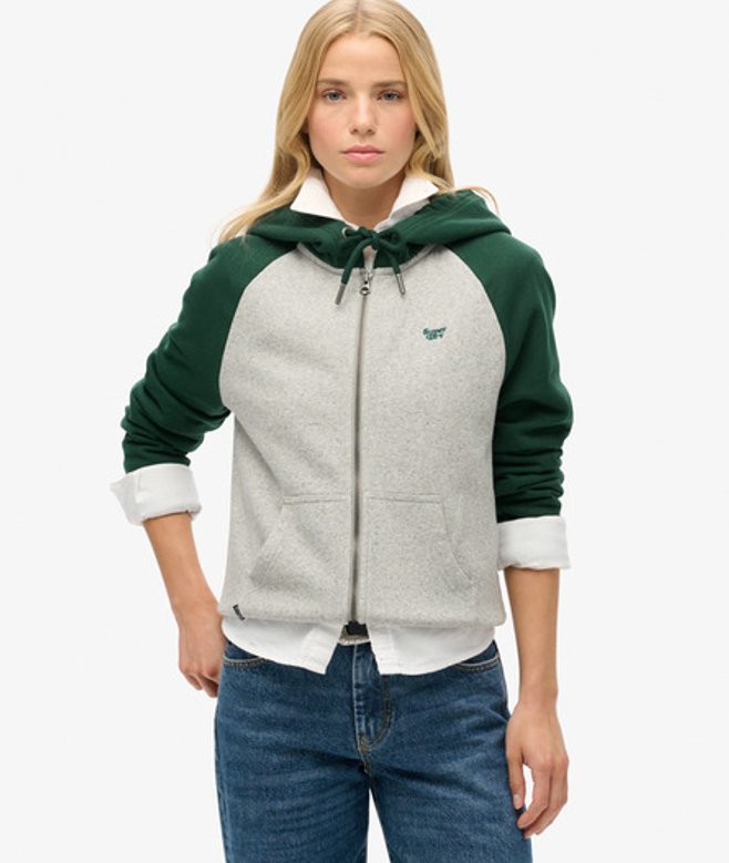 Superdry Essential Baseball-hoodie met Rits Groen