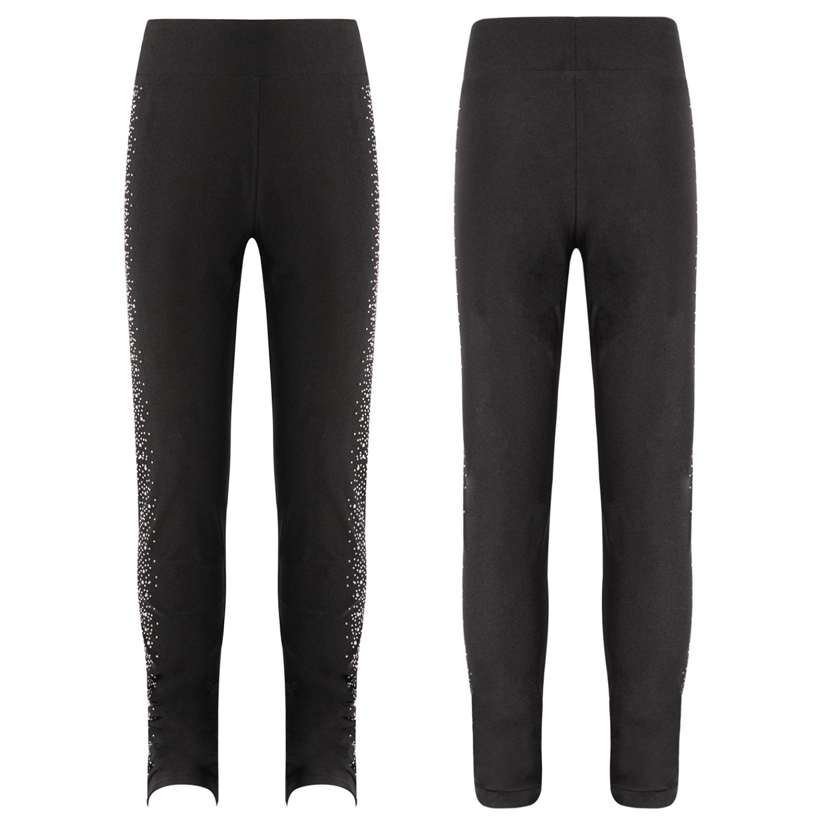 IEFiEL Kinderen Meisjes Sparkly Steentjes Kunstschaatsbroek Hoge Taille Elastische Trainingslegging voor Dansgymnastiekprestaties 11-12 Years